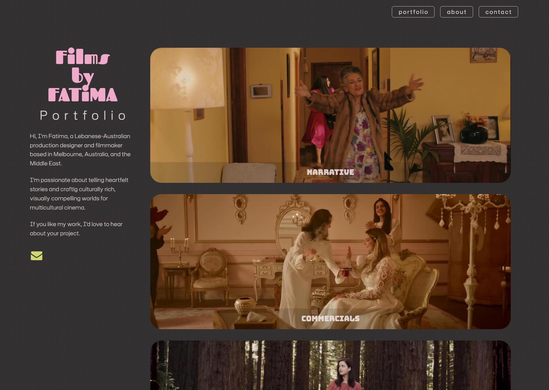 Films by Fatima - Portfolio Website Films by Fatima website screenshot